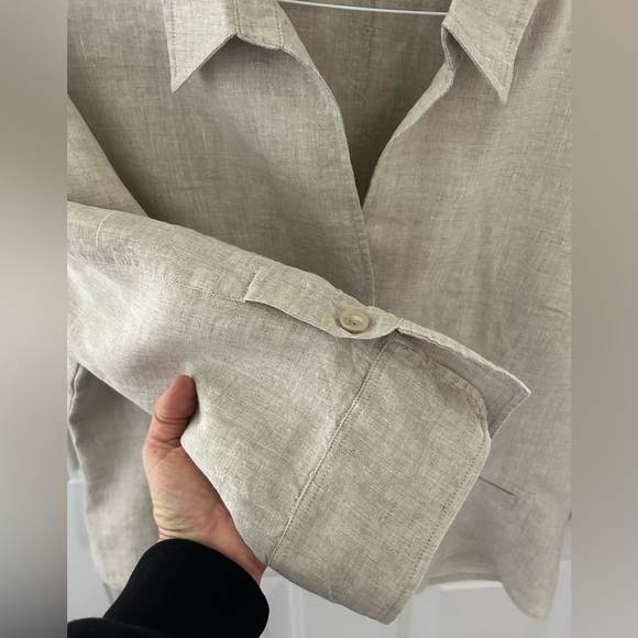Willi Smith Khaki Linen Button-Up Shirt Jacket Size 16 - Picture 5 of 10